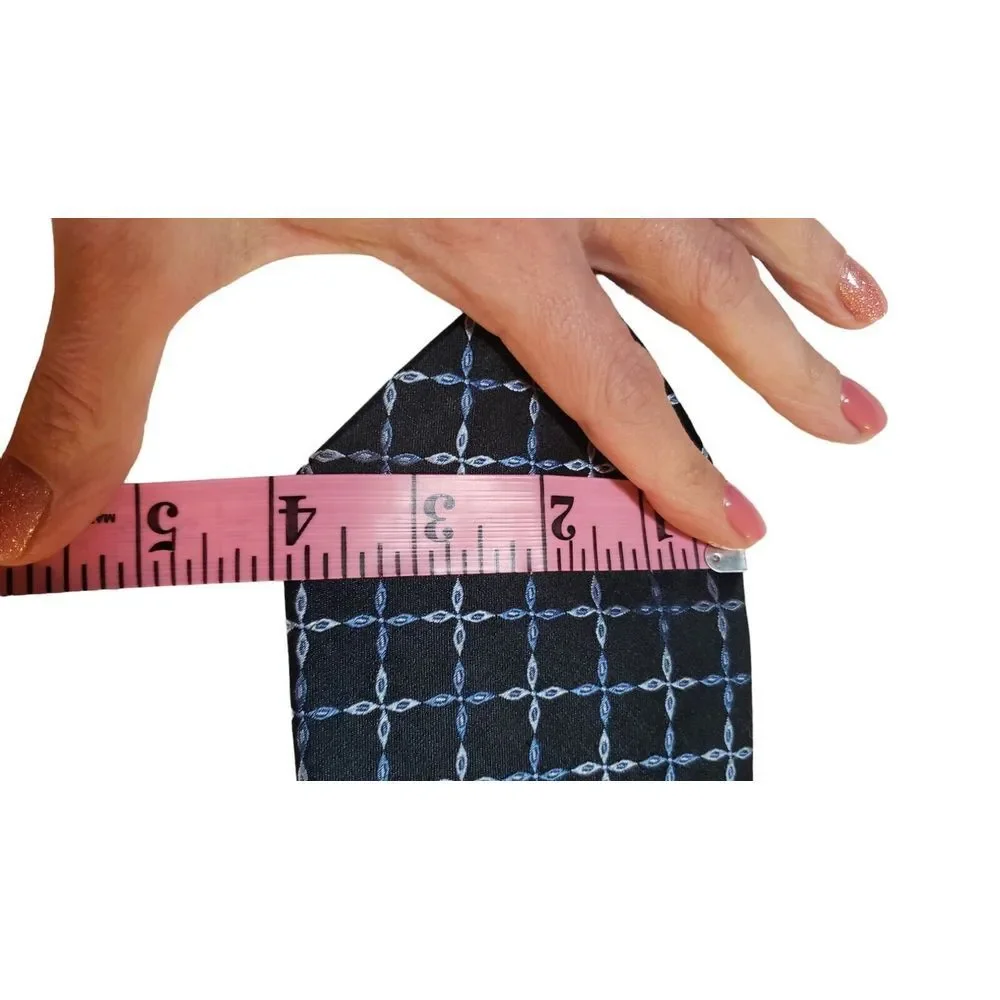 Umberto Frasi Men's Necktie Multitone Blue Geometric Cross Pattern Polyester‎